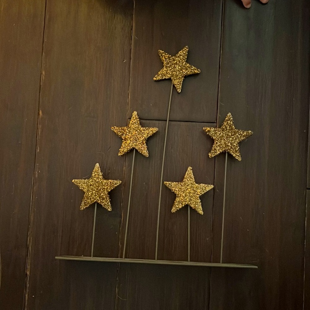 Pottery Barn Gold glitter star card holder